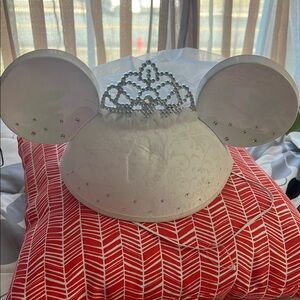White Mickey Ears with Sparkling Tiara